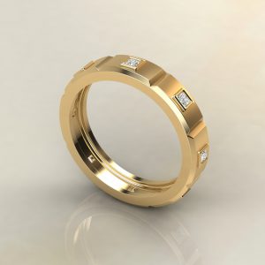 0.27Ct Moissanite Princess Cut Men Wedding Band Ring