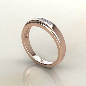 MP015 Rose Gold 0.17Ct Princess Cut Men Wedding Band Ring