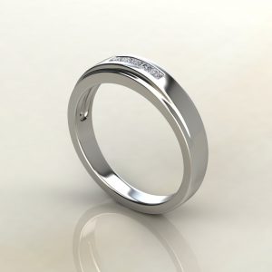 MP015 White Gold 0.17Ct Princess Cut Men Wedding Band Ring