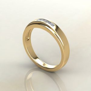 MP015 Yellow Gold 0.17Ct Princess Cut Men Wedding Band Ring