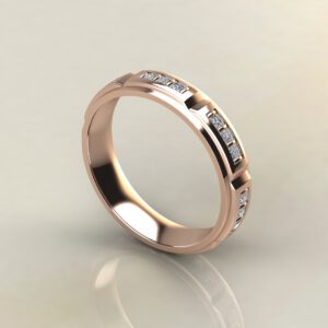 MP039 0.45Ct Rose Gold Princess Cut Men Wedding Band Ring