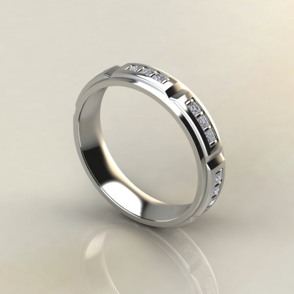 MP039 0.45Ct White Gold Princess Cut Men Wedding Band Ring