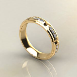 0.45Ct Princess Cut Moissanite Men Wedding Band Ring