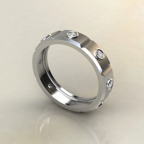 MR009 White Gold 0.28Ct Round Cut Men Wedding Band Ring