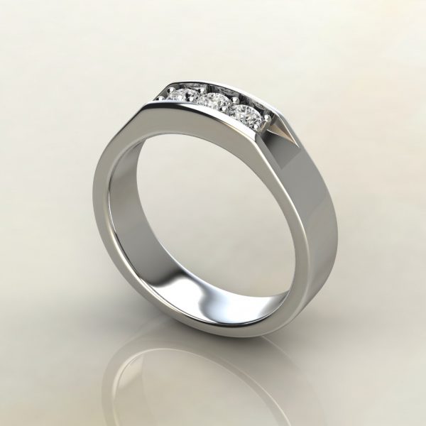 MR010 White Gold 0.30Ct Round Cut Men Wedding Band Ring