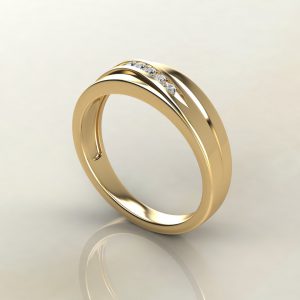 MR011 Yellow Gold 0.10Ct Round Cut Men Wedding Band Ring