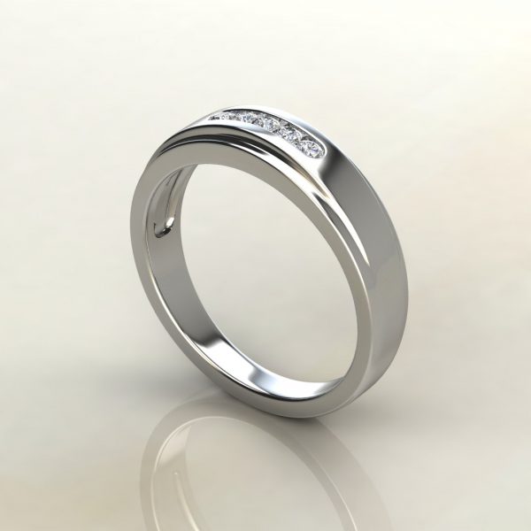 MR015 White Gold 0.17Ct Round Cut Men Wedding Band Ring