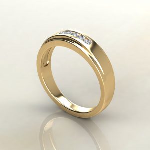 MR015 Yellow Gold 0.17Ct Round Cut Men Wedding Band Ring
