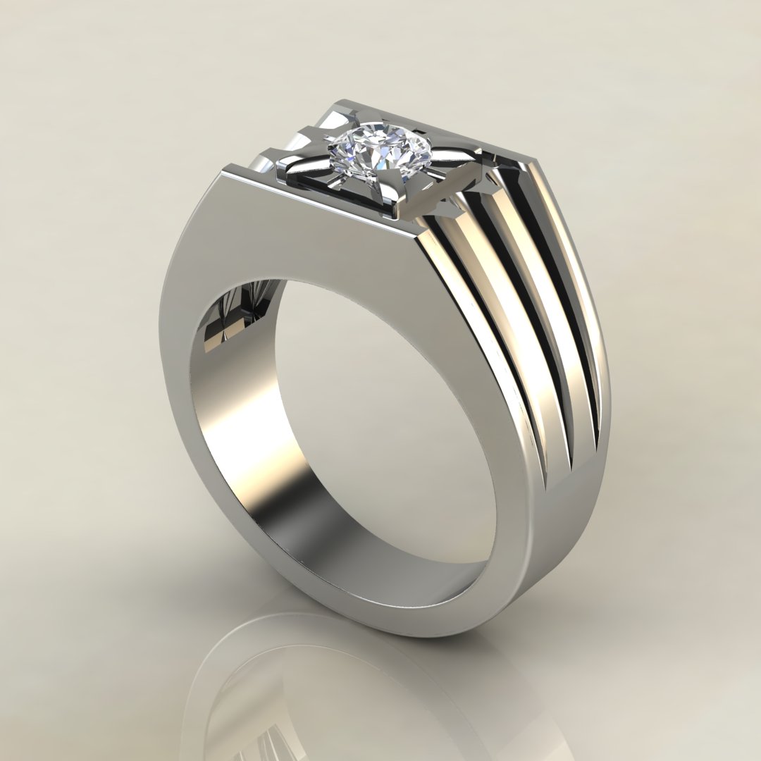 White Gold Elegant Diamond Wedding Band Ring For Him