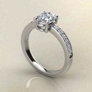 OV071 White Gold Large Band Oval Cut Engagement Ring