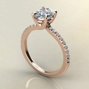 OV073 Rose Gold French Pave Oval Cut Engagement Ring