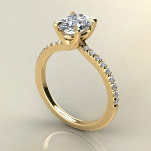 OV073 Yellow Gold French Pave Oval Cut Engagement Ring