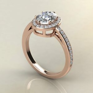 OV074 Rose Gold Oval Cut Halo Cathedral Engagement Ring