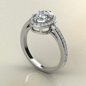 OV074 White Gold Oval Cut Halo Cathedral Engagement Ring