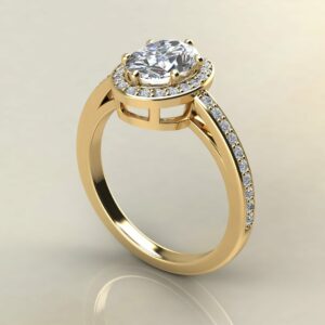 OV074 Yellow Gold Oval Cut Halo Cathedral Engagement Ring