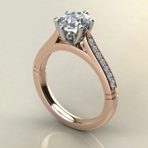 OV075 Rose Gold Oval Cut Flower Head Engagement Ring