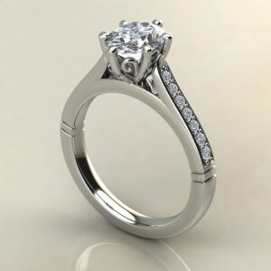 OV075 White Gold Oval Cut Flower Head Engagement Ring