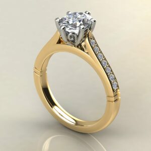 OV075 Yellow Gold Oval Cut Flower Head Engagement Ring