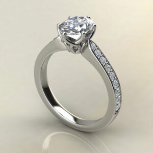 OV077 White Gold Vintage Head Oval Cut Engagement Ring