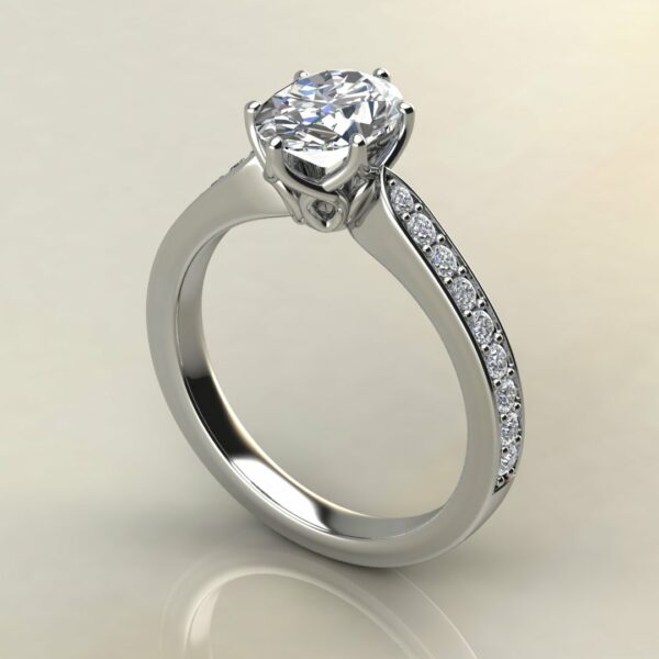 OV077 White Gold Vintage Head Oval Cut Engagement Ring