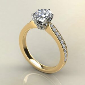 OV077 Yellow Gold Vintage Head Oval Cut Engagement Ring