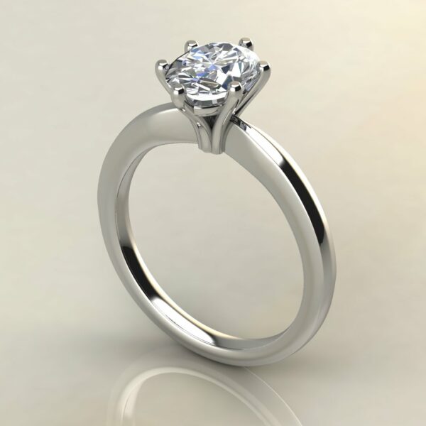 OV079 White Gold Oval Cut V Head Solitaire Engagement Ring