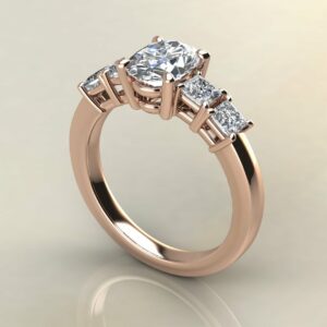 OV080 Rose Gold Oval Cut 5 Stone Engagement Ring