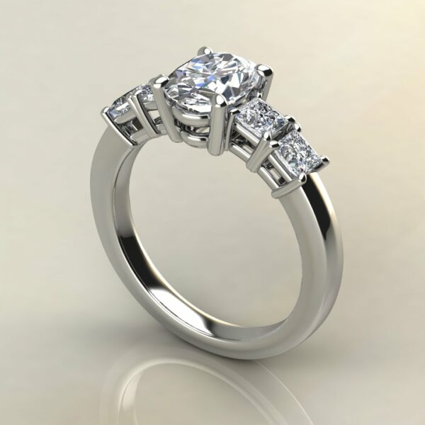 OV080 White Gold Oval Cut 5 Stone Engagement Ring