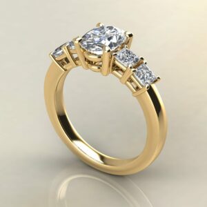 OV080 Yellow Gold Oval Cut 5 Stone Engagement Ring