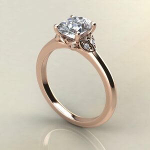 OV084 Rose Gold Oval Cut Leaves Engagement Ring