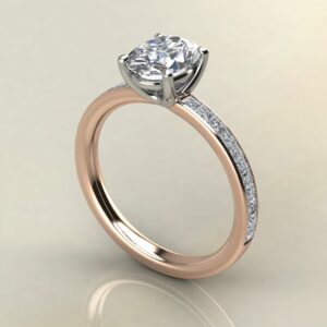 OV085 Rose Gold Oval Cut Princess Channel Set Engagement Ring