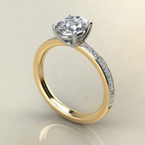OV085 Yellow Gold Oval Cut Princess Channel Set Engagement Ring