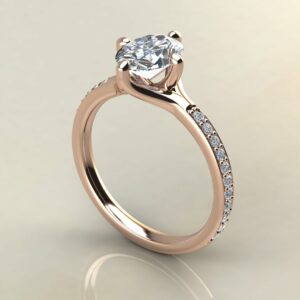 OV086 Rose Gold Oval Cut Compass Setting Engagement Ring