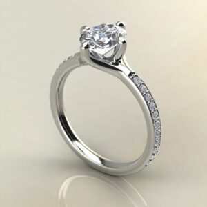 OV086 White Gold Oval Cut Compass Setting Engagement Ring