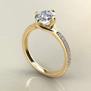 OV086 Yellow Gold Oval Cut Compass Setting Engagement Ring