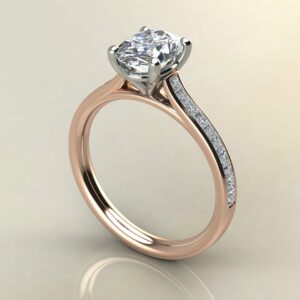 OV087 Rose Gold Oval Cut Princess Channel Set Cathedral Engagement Ring