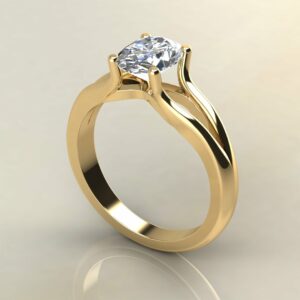 OV088 Yellow Gold Oval Cut Split Shank Solitaire Engagement Ring