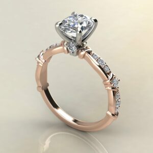 OV092 Rose Gold Bamboo Oval Cut Engagement Ring