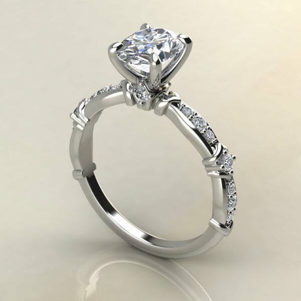 OV092 White Gold Bamboo Oval Cut Engagement Ring