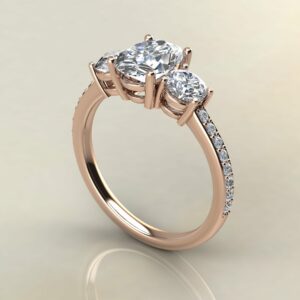 OV093 Rose Gold 3 Stone Oval Cut Engagement Ring