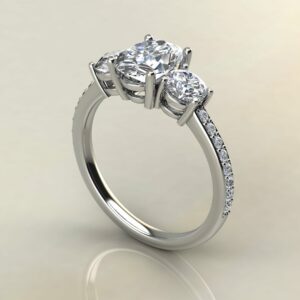 OV093 White Gold 3 Stone Oval Cut Engagement Ring