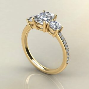 OV093 Yellow Gold 3 Stone Oval Cut Engagement Ring