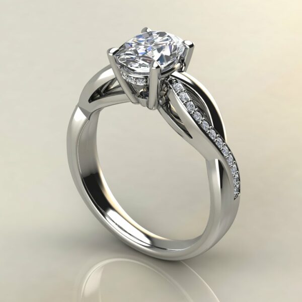 OV096 White Gold Oval Cut Twist Cathedral Engagement Ring