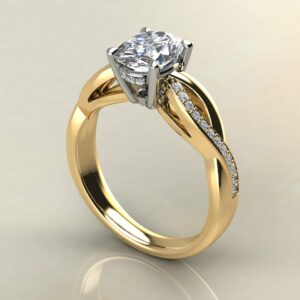 OV096 Yellow Gold Oval Cut Twist Cathedral Engagement Ring