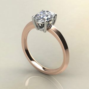 OV097 Rose Gold Oval Cut Solitaire Sharp Edge Engagement Ring