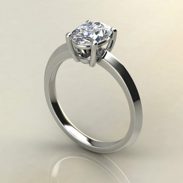OV097 White Gold Oval Cut Solitaire Sharp Edge Engagement Ring