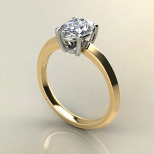 OV097 Yellow Gold Oval Cut Solitaire Sharp Edge Engagement Ring