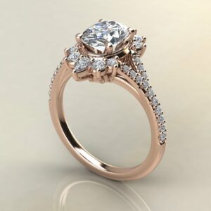OV099 Rose Gold Oval Cut Halo Design Engagement Ring