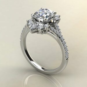 OV099 White Gold Oval Cut Halo Design Engagement Ring