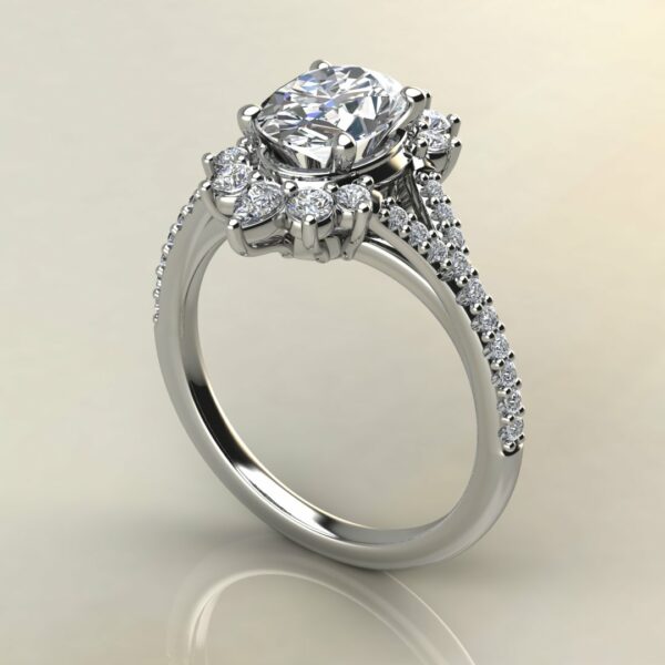 OV099 White Gold Oval Cut Halo Design Engagement Ring